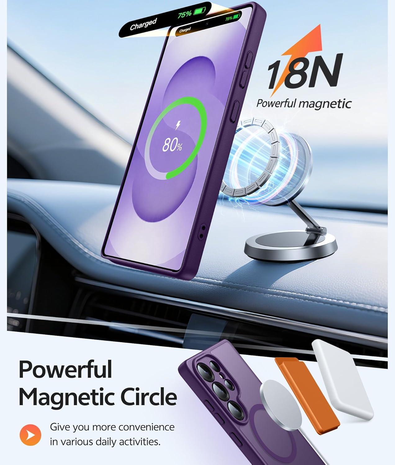 imageFNTCASE for Google Pixel 10a Case Compatible with Magsafe Translucent Matte Cases with Screen Protector Military Grade Shockproof Protective Magnetic Phone Cover for Pixel 10A BlackPurple