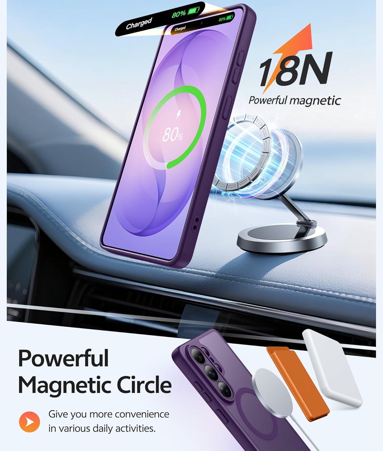 imageFNTCASE for Google Pixel 10a Case Compatible with Magsafe Translucent Matte Cases with Screen Protector Military Grade Shockproof Protective Magnetic Phone Cover for Pixel 10A BlackPurple