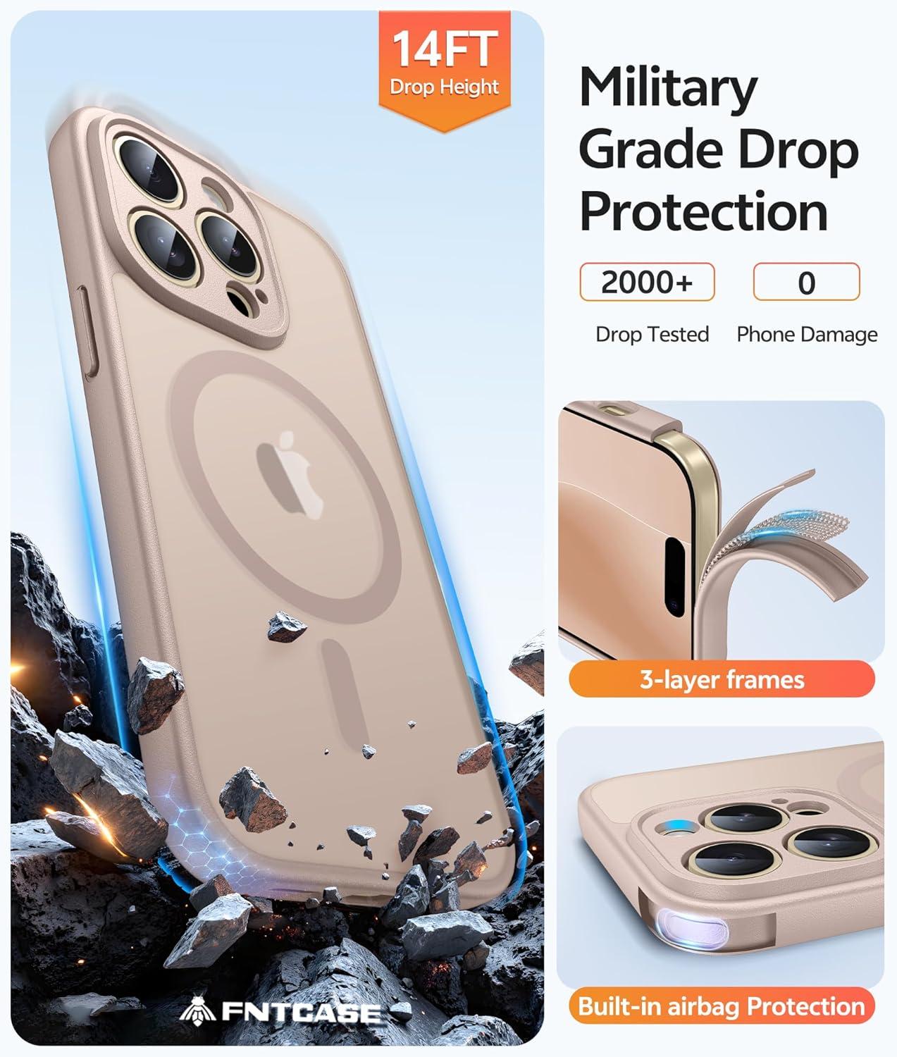 imageFNTCASE for Google Pixel 10a Case Compatible with Magsafe Translucent Matte Cases with Screen Protector Military Grade Shockproof Protective Magnetic Phone Cover for Pixel 10A BlackDesert Gold