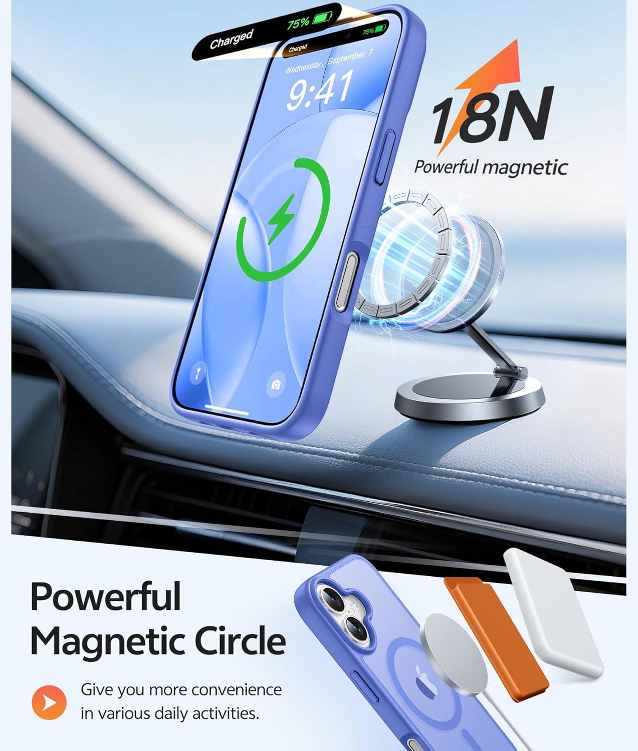 imageFNTCASE for Google Pixel 10a Case Compatible with Magsafe Translucent Matte Cases with Screen Protector Military Grade Shockproof Protective Magnetic Phone Cover for Pixel 10A BlackUltramarine