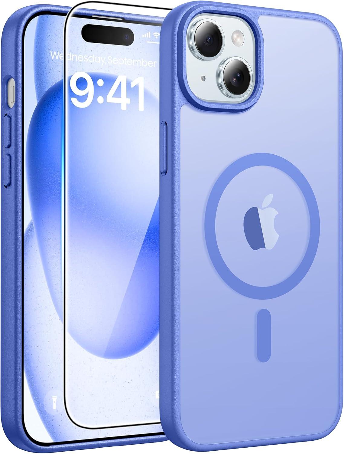 imageFNTCASE for Google Pixel 10a Case Compatible with Magsafe Translucent Matte Cases with Screen Protector Military Grade Shockproof Protective Magnetic Phone Cover for Pixel 10A BlackUltramarine