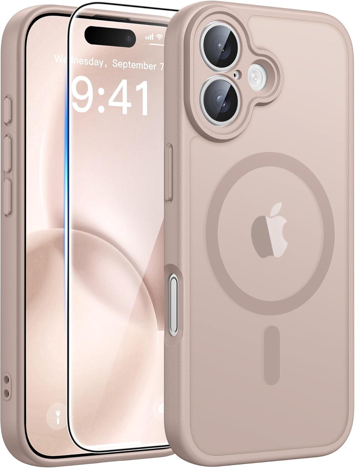 imageFNTCASE for Google Pixel 10a Case Compatible with Magsafe Translucent Matte Cases with Screen Protector Military Grade Shockproof Protective Magnetic Phone Cover for Pixel 10A BlackDesert Gold