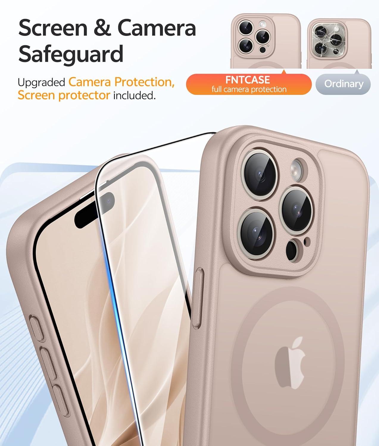 imageFNTCASE for Google Pixel 10a Case Compatible with Magsafe Translucent Matte Cases with Screen Protector Military Grade Shockproof Protective Magnetic Phone Cover for Pixel 10A BlackDesert Gold