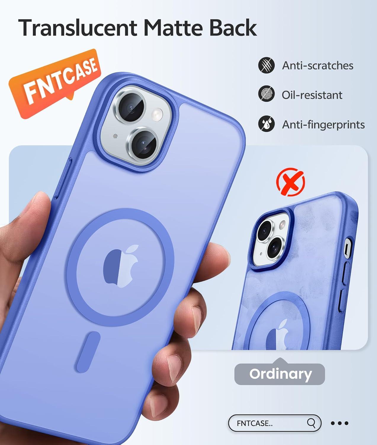 imageFNTCASE for Google Pixel 10a Case Compatible with Magsafe Translucent Matte Cases with Screen Protector Military Grade Shockproof Protective Magnetic Phone Cover for Pixel 10A BlackUltramarine