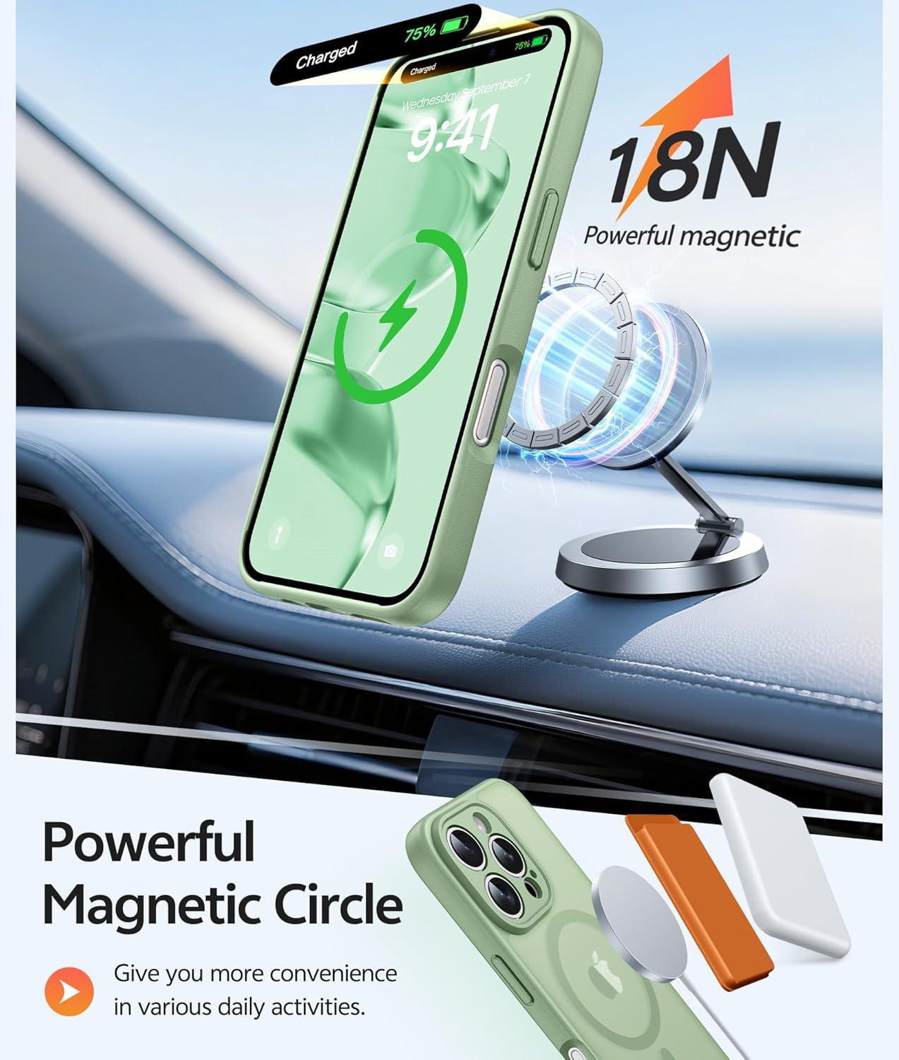 imageFNTCASE for Google Pixel 10a Case Compatible with Magsafe Translucent Matte Cases with Screen Protector Military Grade Shockproof Protective Magnetic Phone Cover for Pixel 10A BlackLight Moss