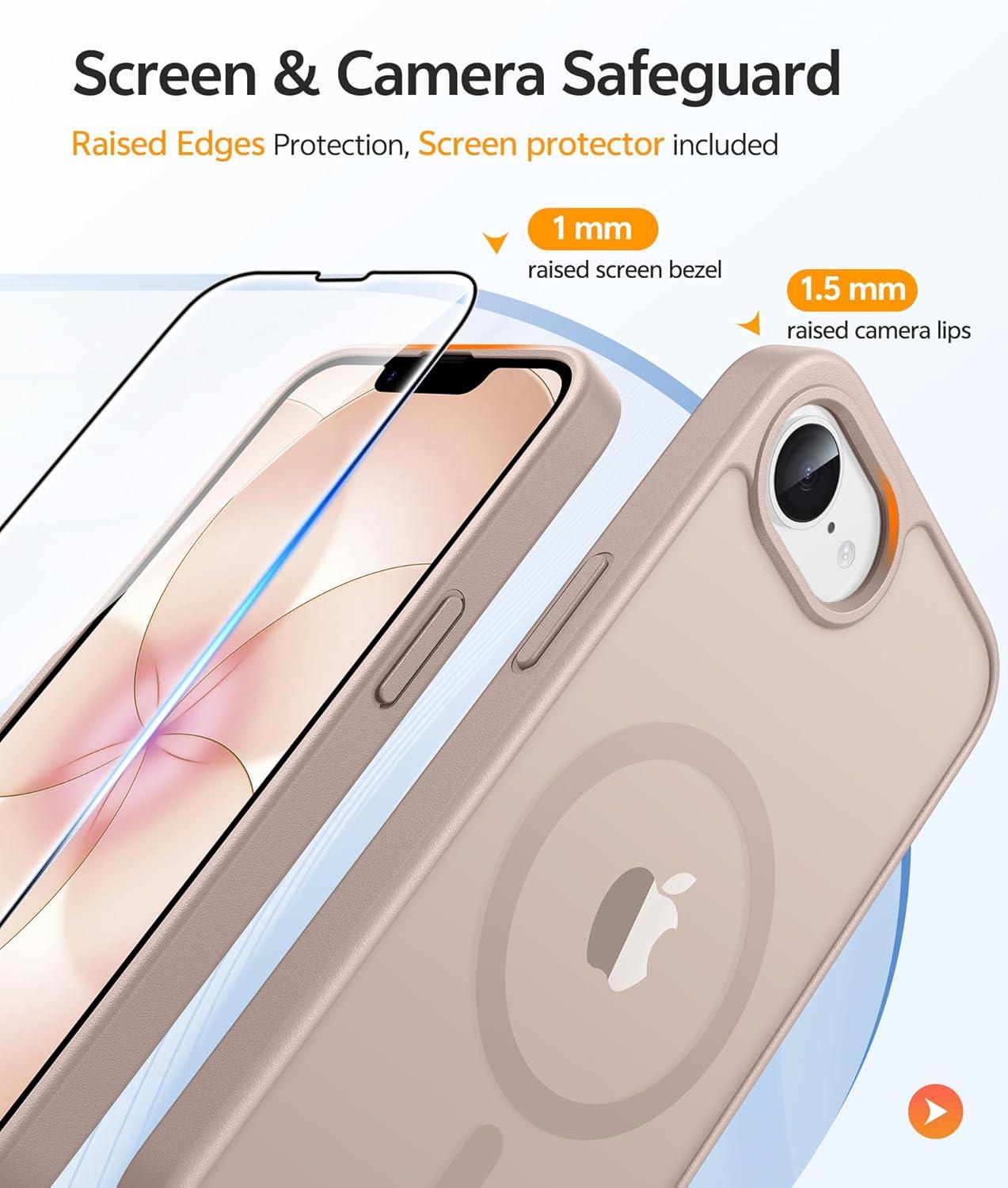 imageFNTCASE for Google Pixel 10a Case Compatible with Magsafe Translucent Matte Cases with Screen Protector Military Grade Shockproof Protective Magnetic Phone Cover for Pixel 10A BlackDesert Gold