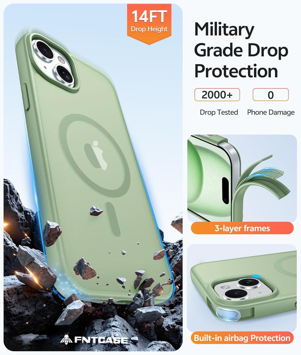 imageFNTCASE for Google Pixel 10a Case Compatible with Magsafe Translucent Matte Cases with Screen Protector Military Grade Shockproof Protective Magnetic Phone Cover for Pixel 10A BlackLight Moss