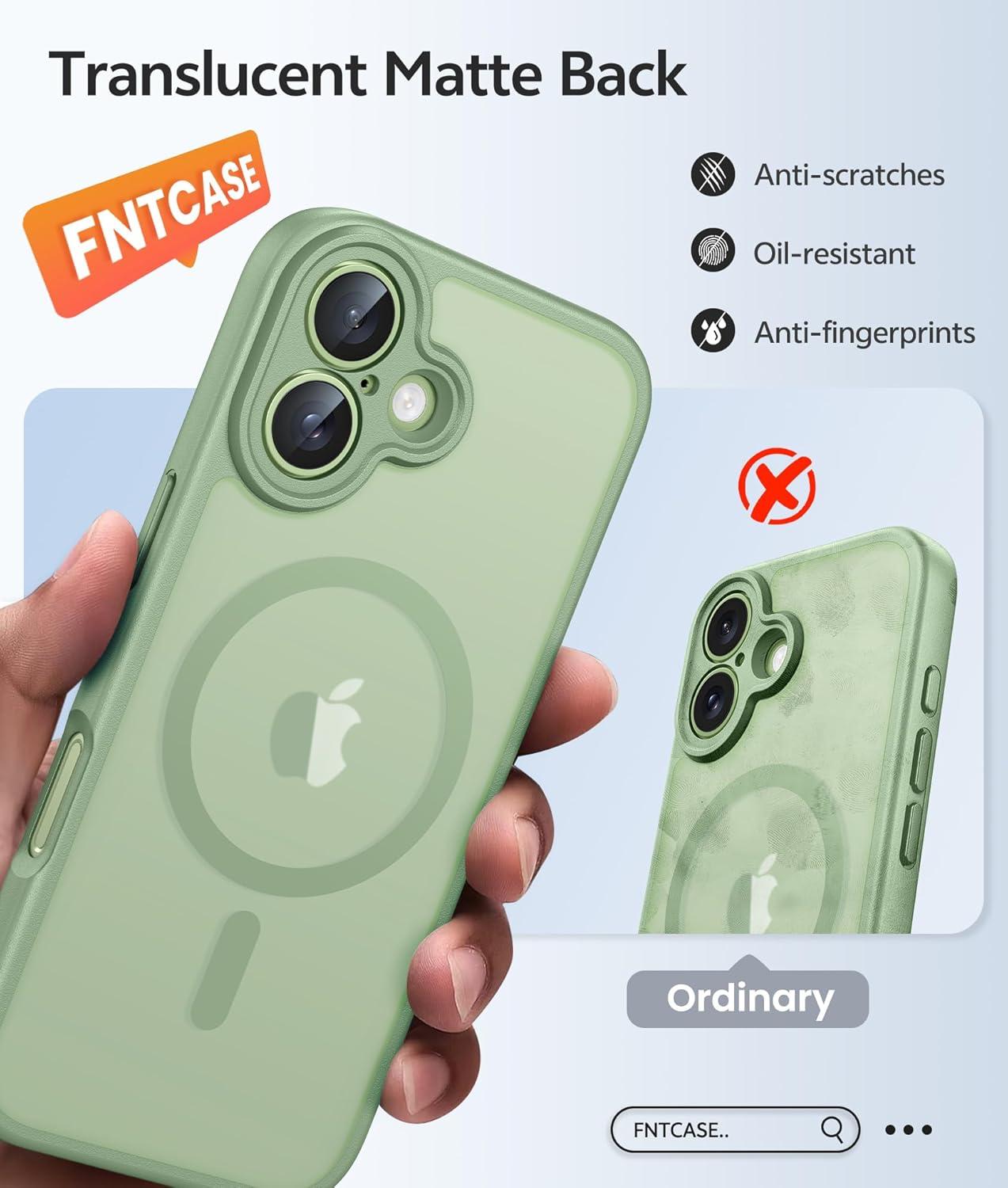 imageFNTCASE for Google Pixel 10a Case Compatible with Magsafe Translucent Matte Cases with Screen Protector Military Grade Shockproof Protective Magnetic Phone Cover for Pixel 10A BlackLight Moss