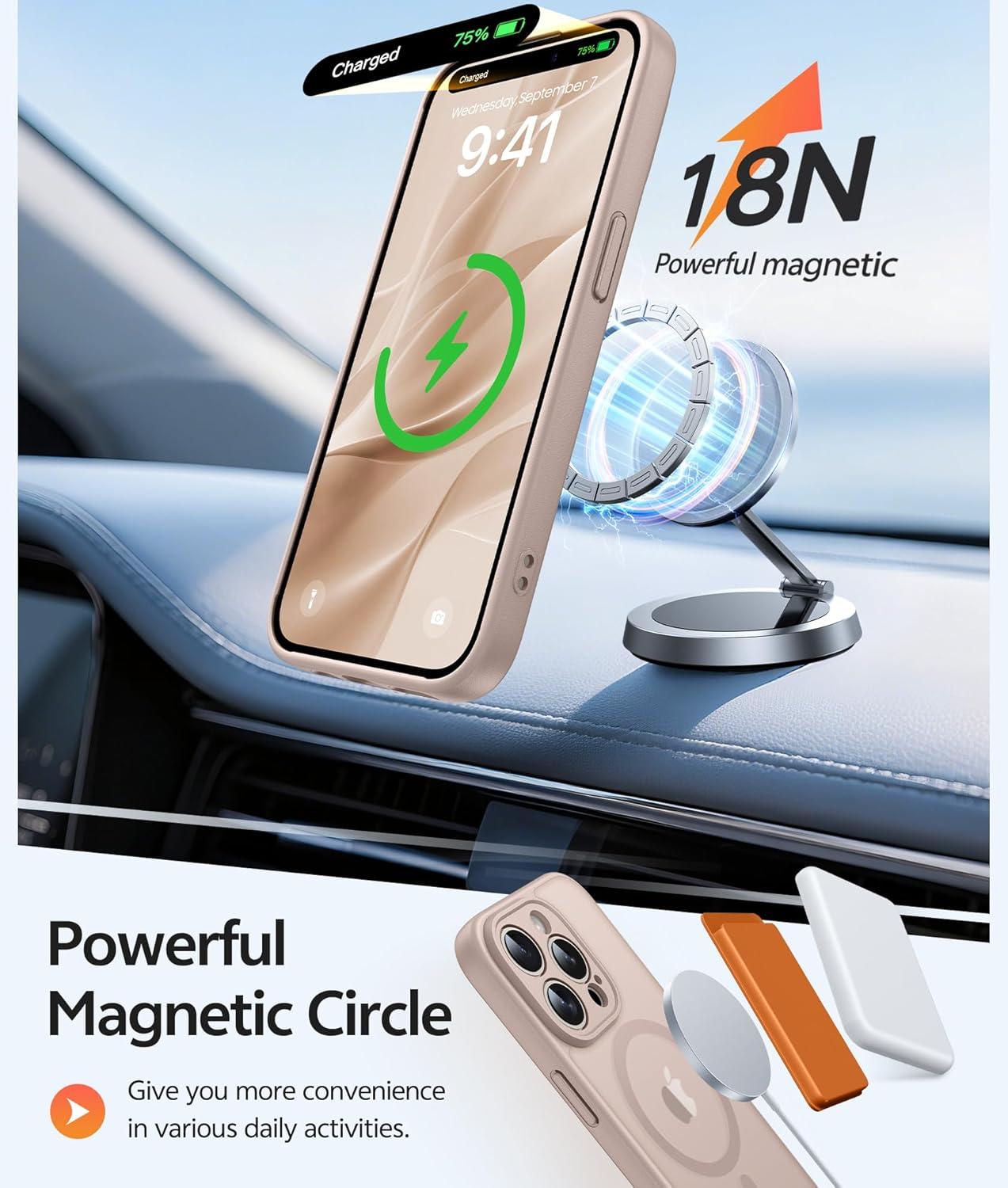 imageFNTCASE for Google Pixel 10a Case Compatible with Magsafe Translucent Matte Cases with Screen Protector Military Grade Shockproof Protective Magnetic Phone Cover for Pixel 10A BlackDesert Gold
