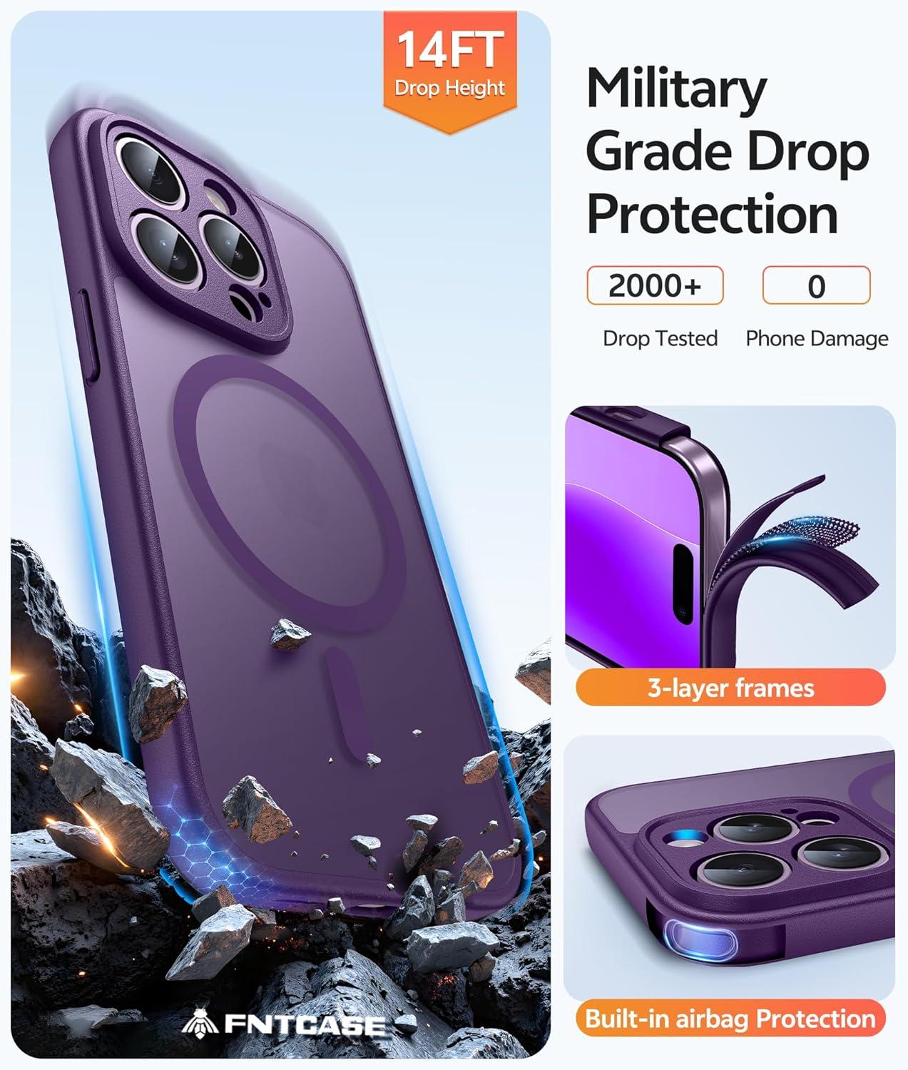 imageFNTCASE for Google Pixel 10a Case Compatible with Magsafe Translucent Matte Cases with Screen Protector Military Grade Shockproof Protective Magnetic Phone Cover for Pixel 10A BlackPurple