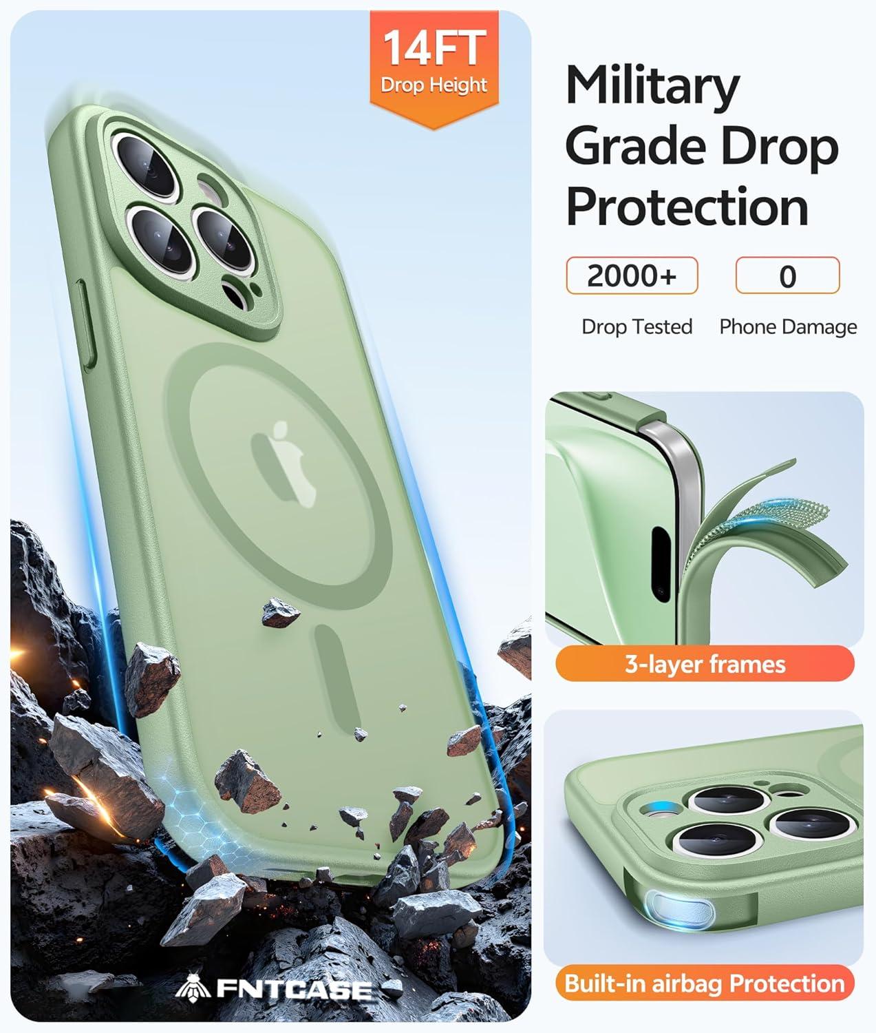 imageFNTCASE for Google Pixel 10a Case Compatible with Magsafe Translucent Matte Cases with Screen Protector Military Grade Shockproof Protective Magnetic Phone Cover for Pixel 10A BlackLight Moss