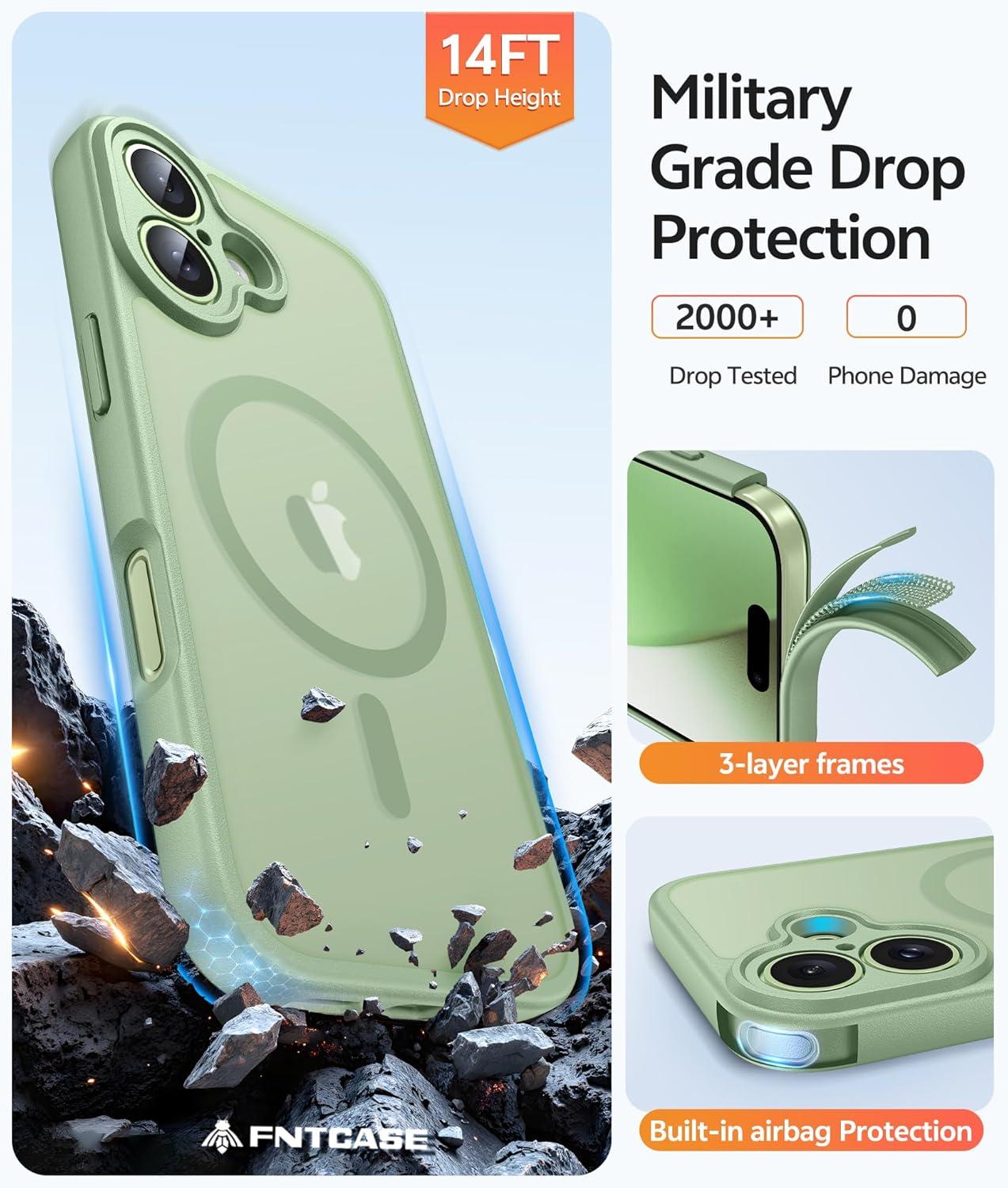 imageFNTCASE for Google Pixel 10a Case Compatible with Magsafe Translucent Matte Cases with Screen Protector Military Grade Shockproof Protective Magnetic Phone Cover for Pixel 10A BlackLight Moss