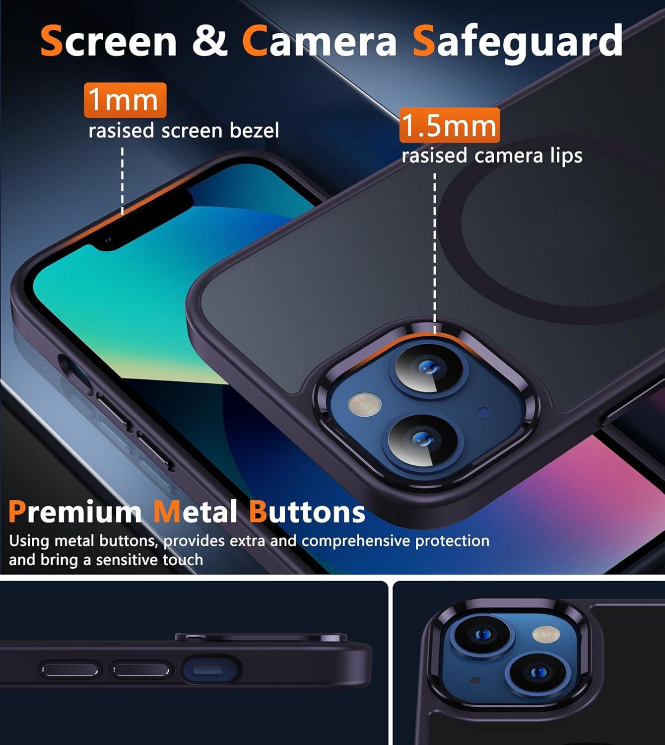 imageFNTCASE for Google Pixel 10a Case Compatible with Magsafe Translucent Matte Cases with Screen Protector Military Grade Shockproof Protective Magnetic Phone Cover for Pixel 10A BlackPurple