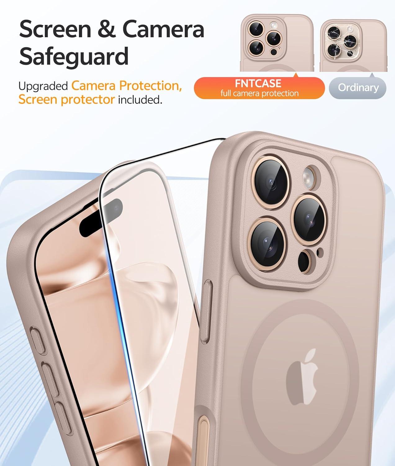 imageFNTCASE for Google Pixel 10a Case Compatible with Magsafe Translucent Matte Cases with Screen Protector Military Grade Shockproof Protective Magnetic Phone Cover for Pixel 10A BlackDesert Gold