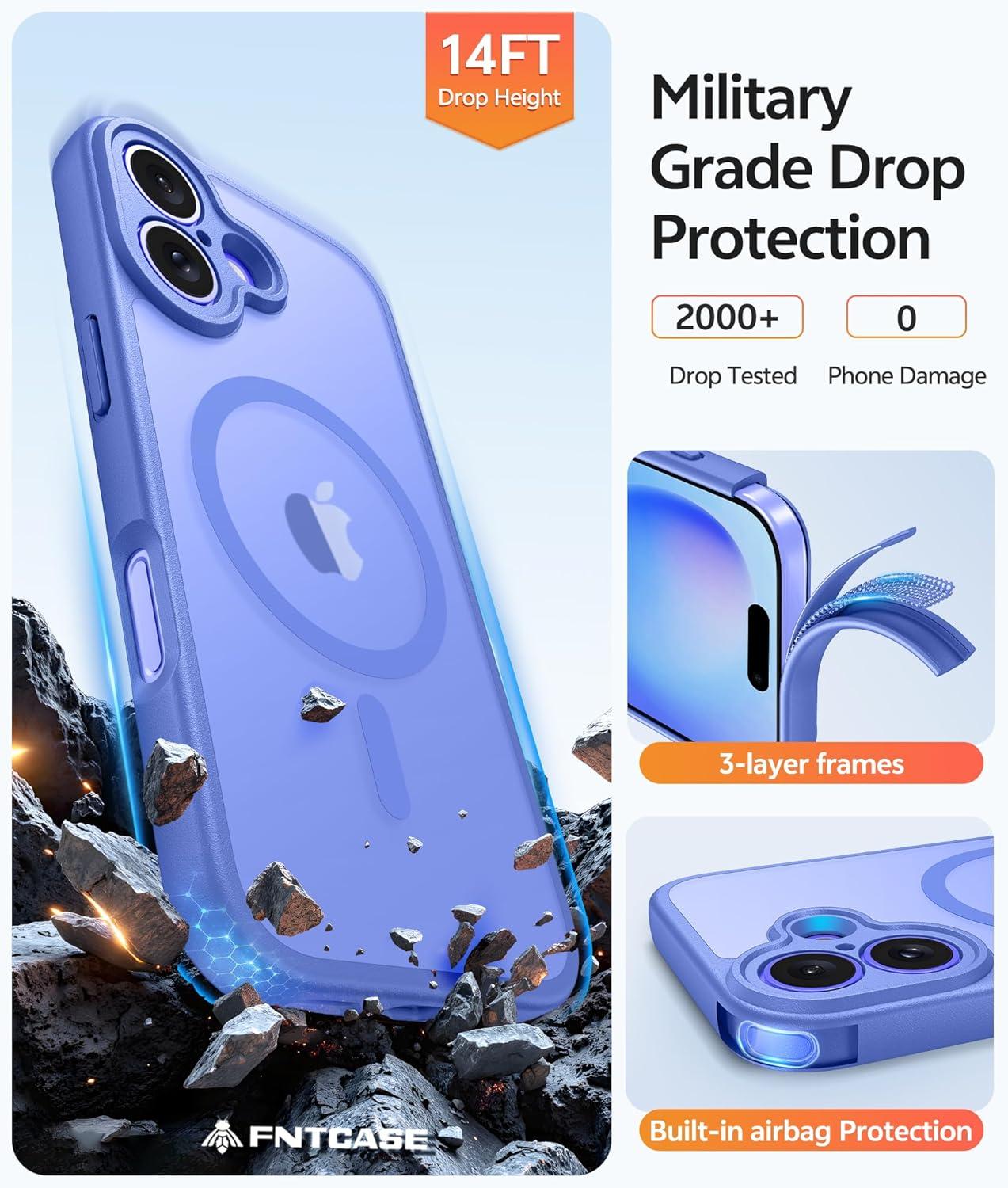 imageFNTCASE for Google Pixel 10a Case Compatible with Magsafe Translucent Matte Cases with Screen Protector Military Grade Shockproof Protective Magnetic Phone Cover for Pixel 10A BlackUltramarine