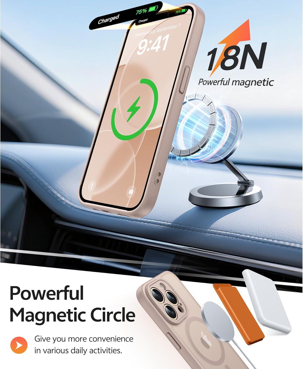 imageFNTCASE for Google Pixel 10a Case Compatible with Magsafe Translucent Matte Cases with Screen Protector Military Grade Shockproof Protective Magnetic Phone Cover for Pixel 10A BlackDesert Gold
