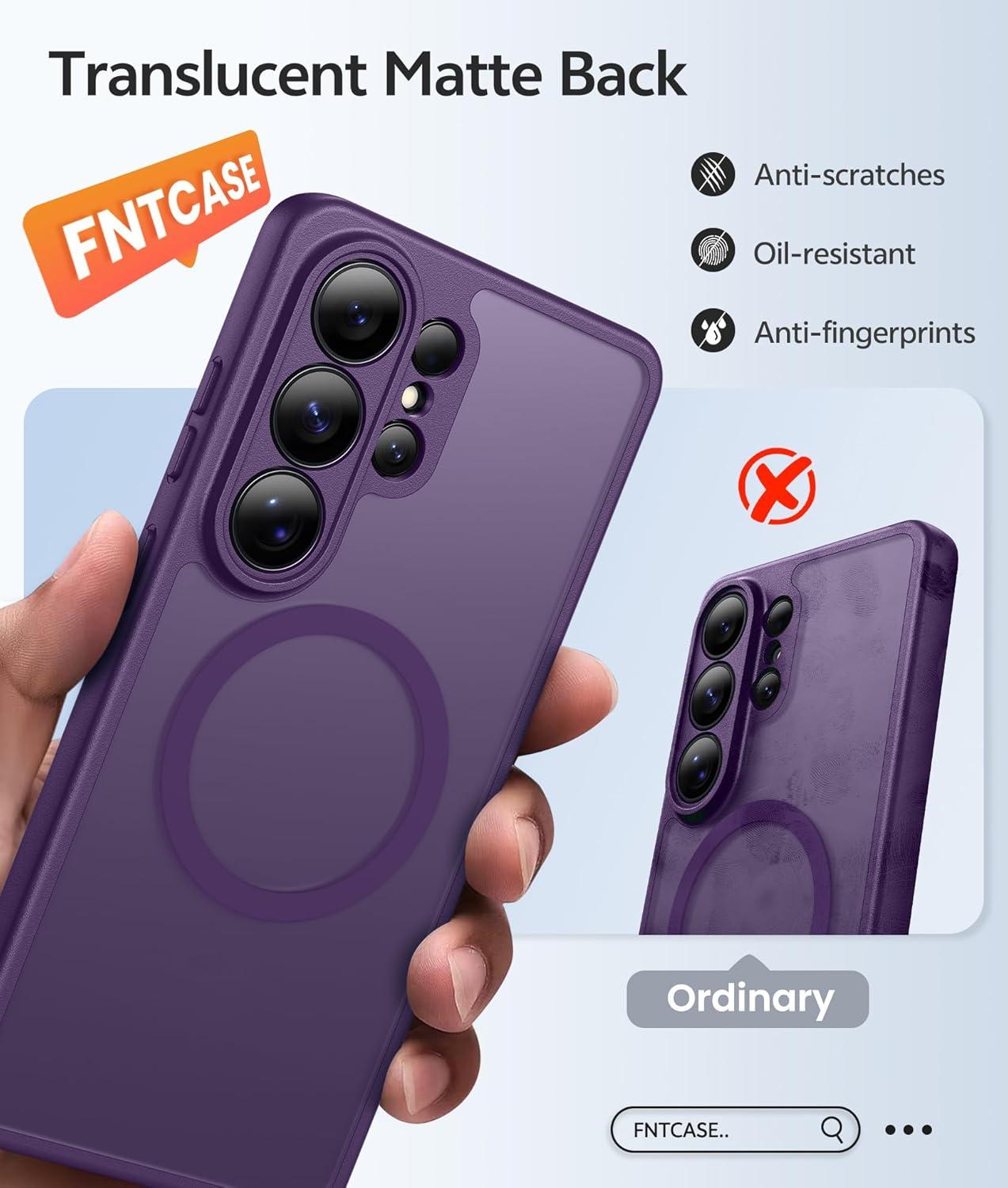 imageFNTCASE for Google Pixel 10a Case Compatible with Magsafe Translucent Matte Cases with Screen Protector Military Grade Shockproof Protective Magnetic Phone Cover for Pixel 10A BlackPurple