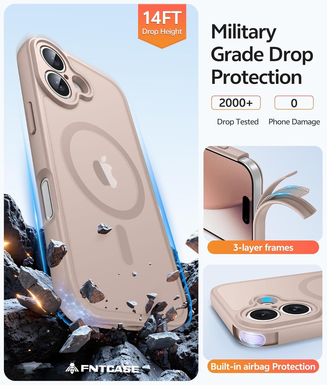 imageFNTCASE for Google Pixel 10a Case Compatible with Magsafe Translucent Matte Cases with Screen Protector Military Grade Shockproof Protective Magnetic Phone Cover for Pixel 10A BlackDesert Gold