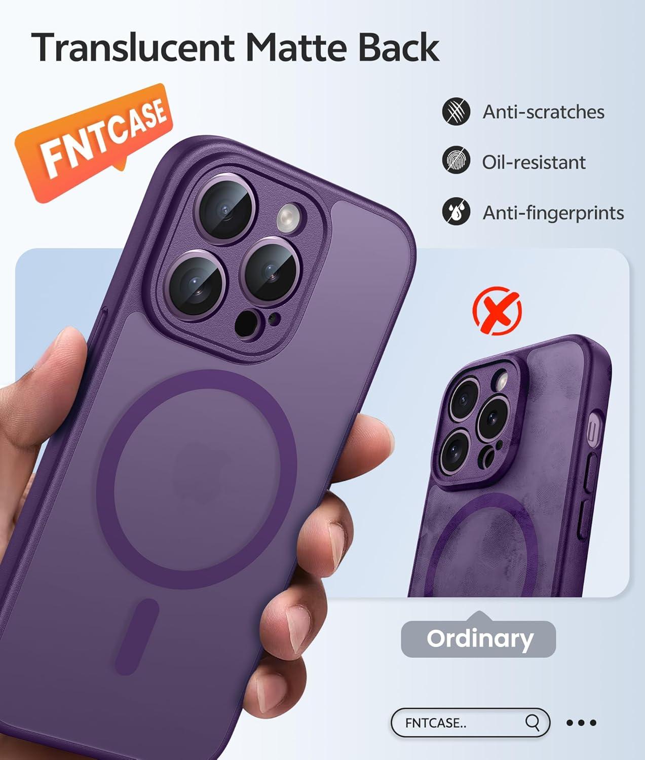 imageFNTCASE for Google Pixel 10a Case Compatible with Magsafe Translucent Matte Cases with Screen Protector Military Grade Shockproof Protective Magnetic Phone Cover for Pixel 10A BlackPurple