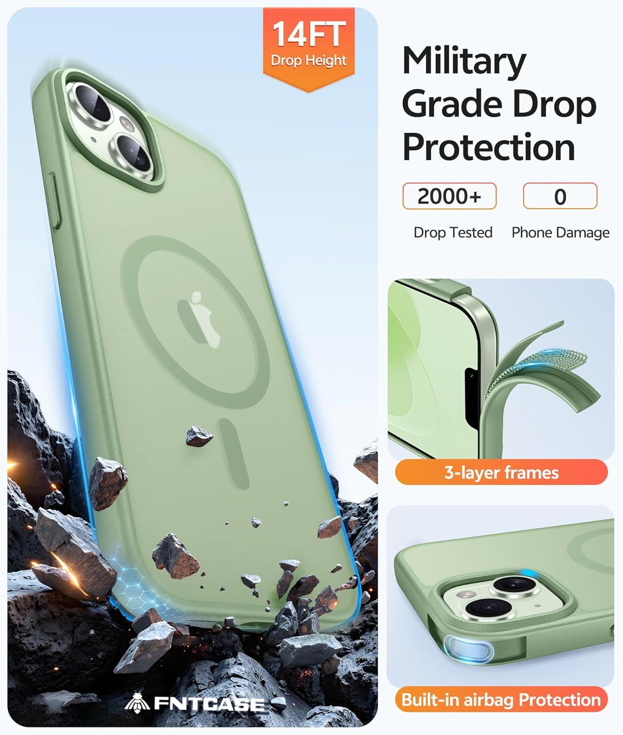 imageFNTCASE for Google Pixel 10a Case Compatible with Magsafe Translucent Matte Cases with Screen Protector Military Grade Shockproof Protective Magnetic Phone Cover for Pixel 10A BlackLight Moss