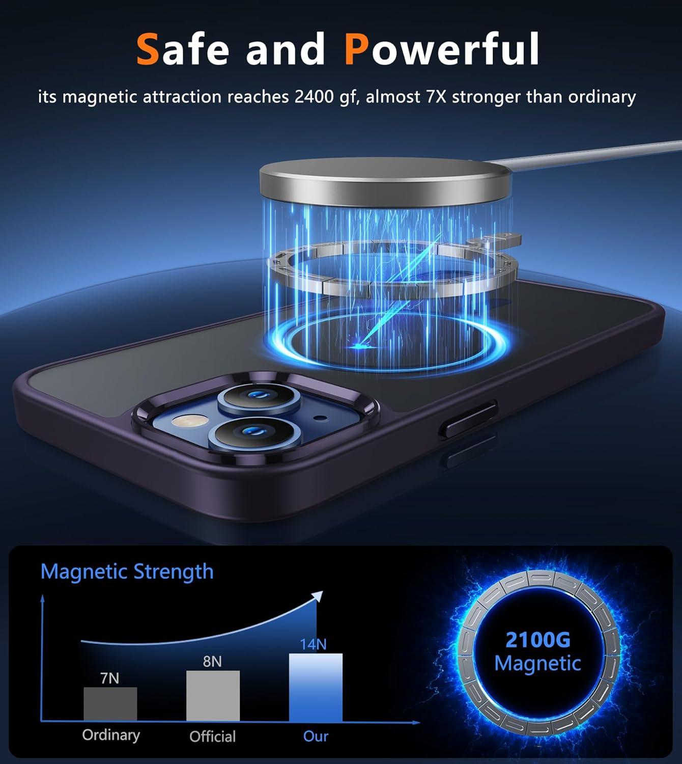 imageFNTCASE for Google Pixel 10a Case Compatible with Magsafe Translucent Matte Cases with Screen Protector Military Grade Shockproof Protective Magnetic Phone Cover for Pixel 10A BlackPurple