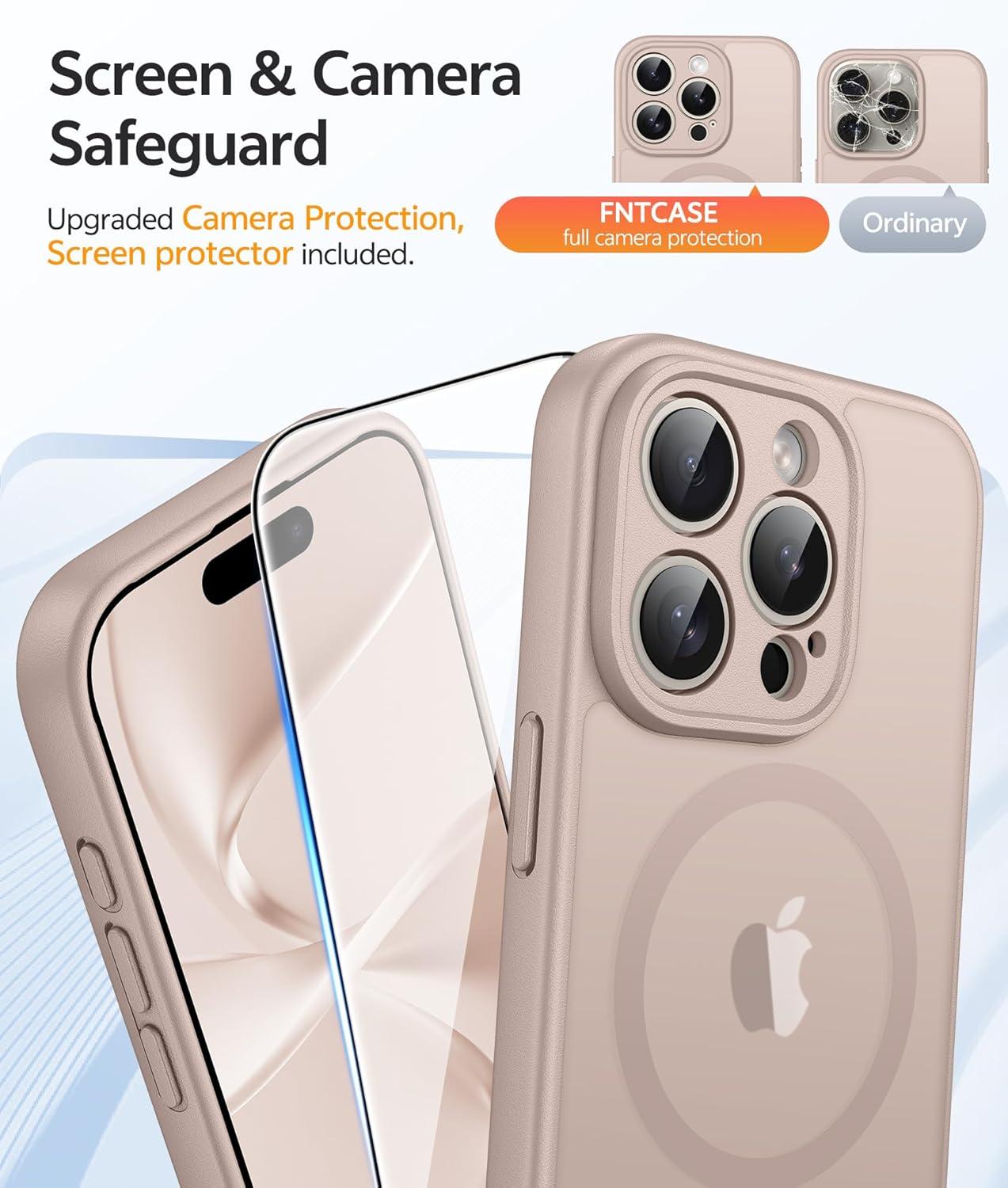 imageFNTCASE for Google Pixel 10a Case Compatible with Magsafe Translucent Matte Cases with Screen Protector Military Grade Shockproof Protective Magnetic Phone Cover for Pixel 10A BlackDesert Gold
