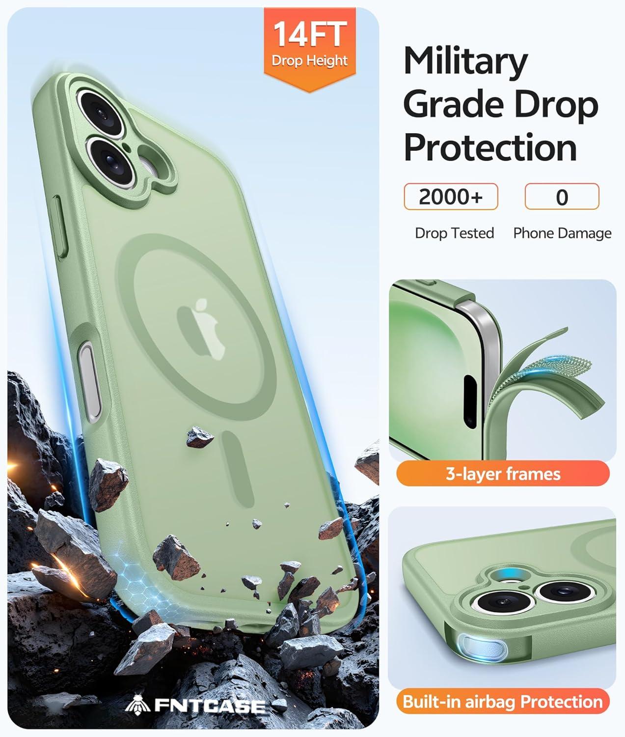 imageFNTCASE for Google Pixel 10a Case Compatible with Magsafe Translucent Matte Cases with Screen Protector Military Grade Shockproof Protective Magnetic Phone Cover for Pixel 10A BlackLight Moss
