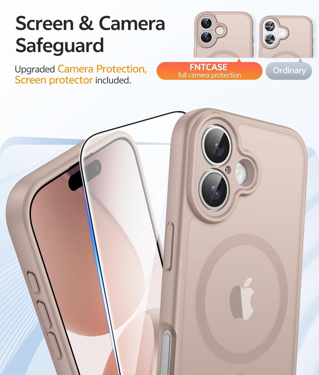 imageFNTCASE for Google Pixel 10a Case Compatible with Magsafe Translucent Matte Cases with Screen Protector Military Grade Shockproof Protective Magnetic Phone Cover for Pixel 10A BlackDesert Gold
