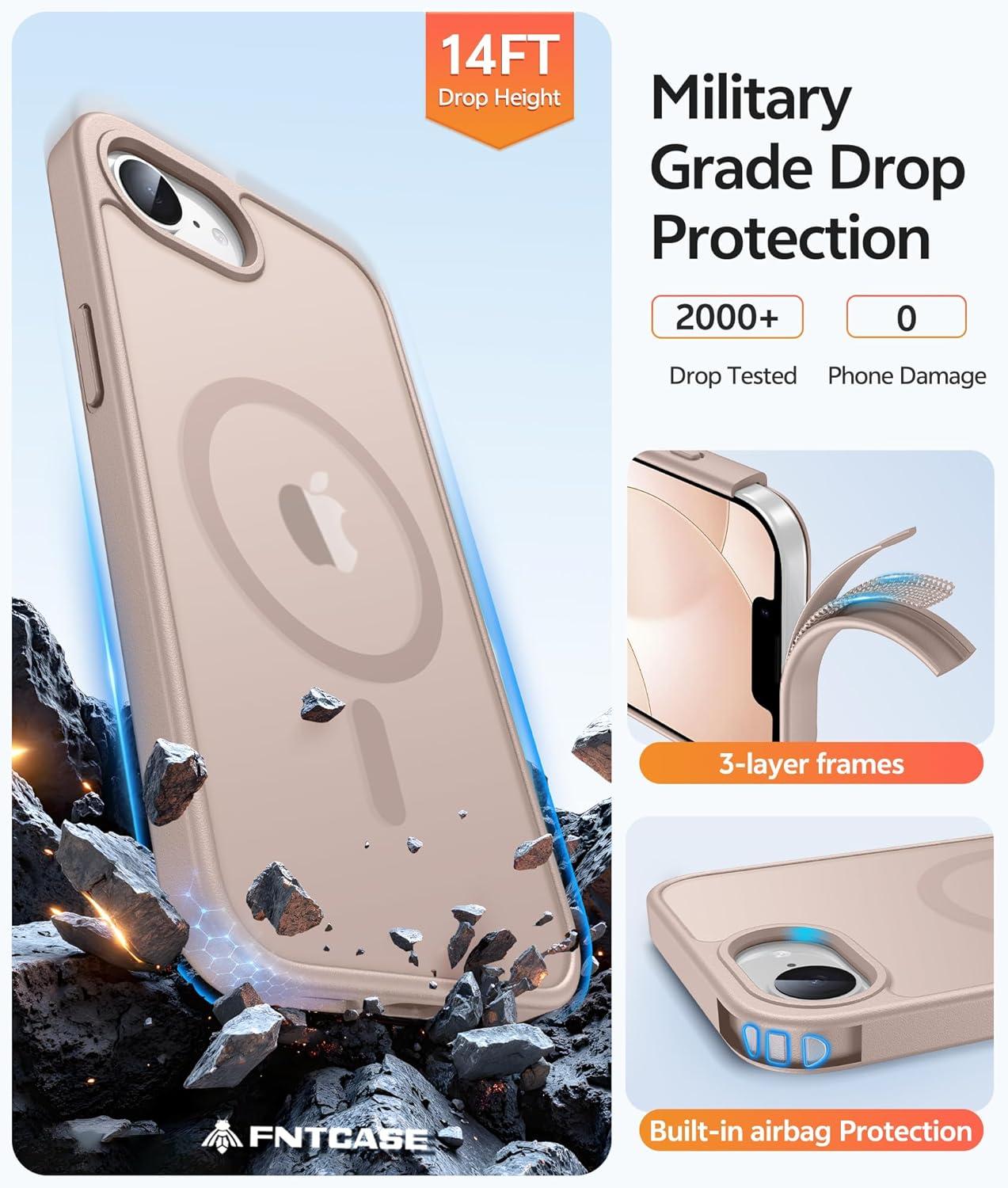 imageFNTCASE for Google Pixel 10a Case Compatible with Magsafe Translucent Matte Cases with Screen Protector Military Grade Shockproof Protective Magnetic Phone Cover for Pixel 10A BlackDesert Gold