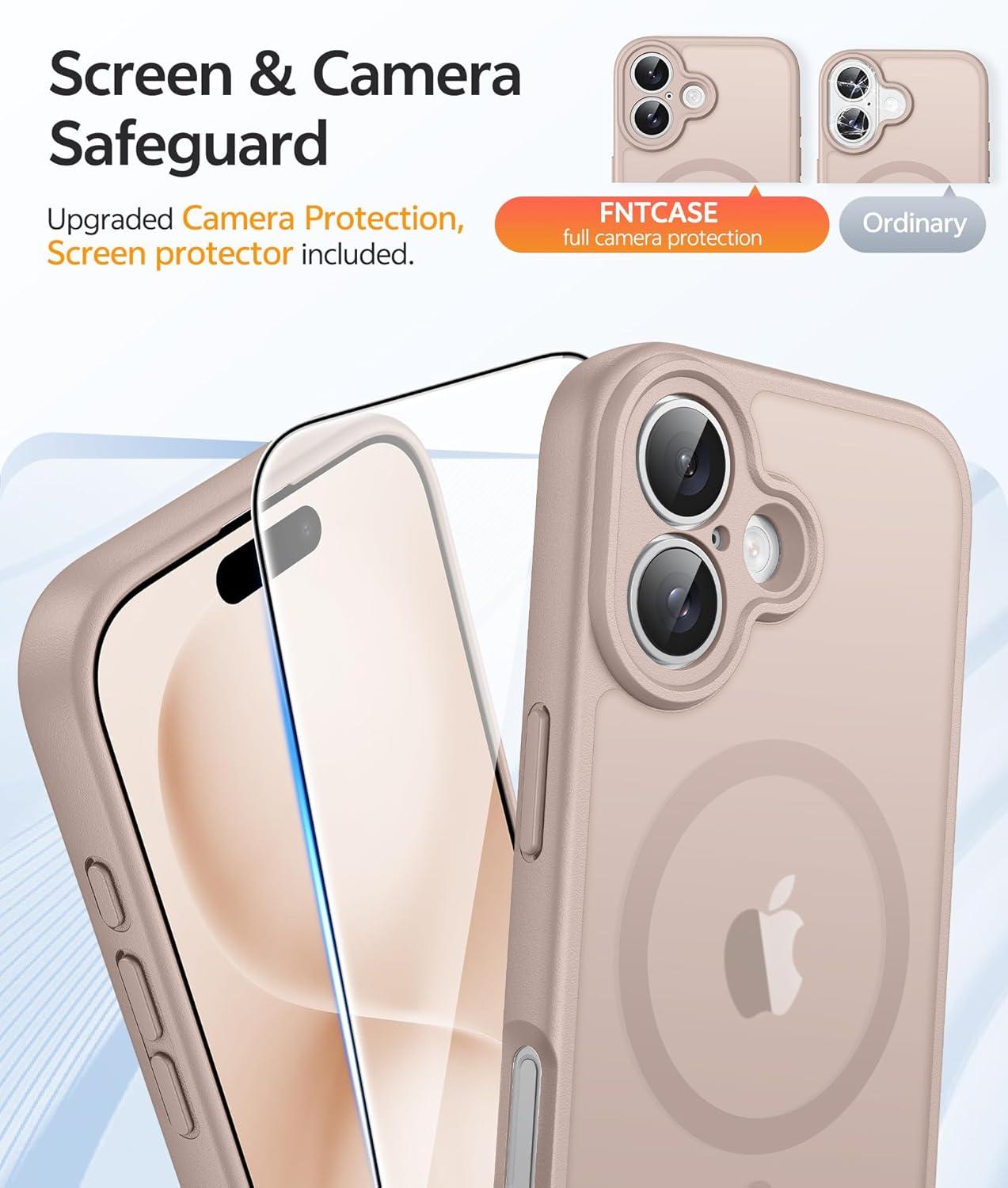 imageFNTCASE for Google Pixel 10a Case Compatible with Magsafe Translucent Matte Cases with Screen Protector Military Grade Shockproof Protective Magnetic Phone Cover for Pixel 10A BlackDesert Gold
