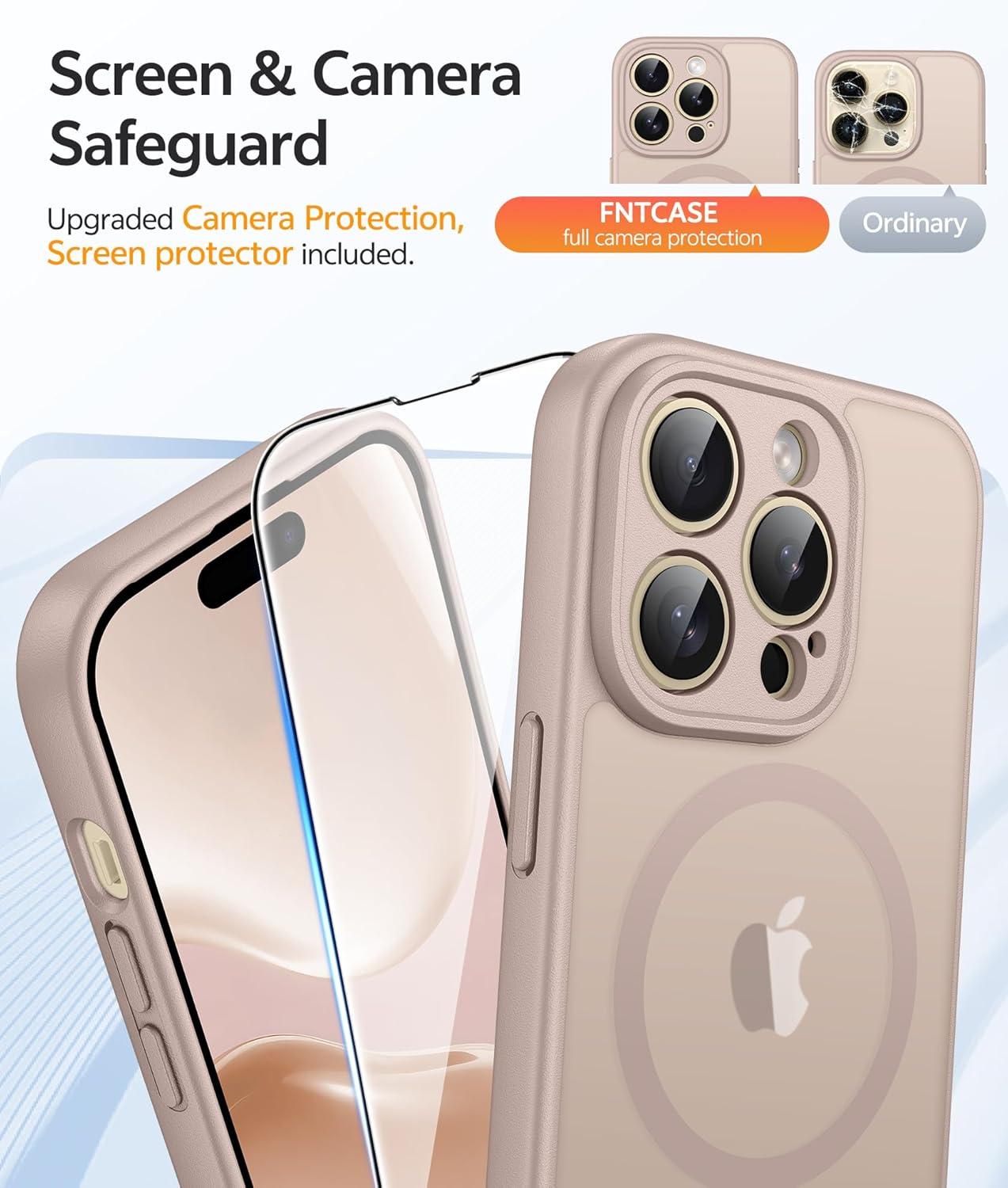 imageFNTCASE for Google Pixel 10a Case Compatible with Magsafe Translucent Matte Cases with Screen Protector Military Grade Shockproof Protective Magnetic Phone Cover for Pixel 10A BlackDesert Gold