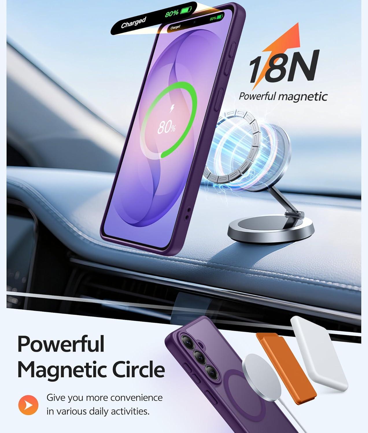 imageFNTCASE for Google Pixel 10a Case Compatible with Magsafe Translucent Matte Cases with Screen Protector Military Grade Shockproof Protective Magnetic Phone Cover for Pixel 10A BlackPurple