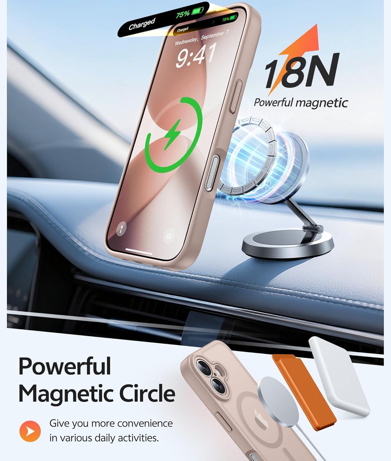 imageFNTCASE for Google Pixel 10a Case Compatible with Magsafe Translucent Matte Cases with Screen Protector Military Grade Shockproof Protective Magnetic Phone Cover for Pixel 10A BlackDesert Gold