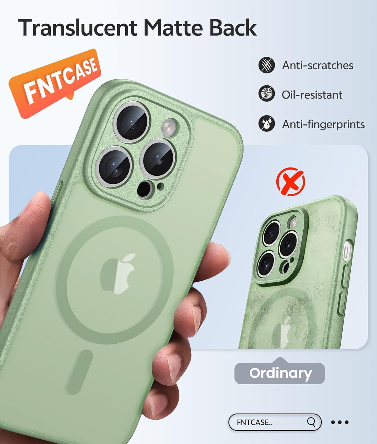 imageFNTCASE for Google Pixel 10a Case Compatible with Magsafe Translucent Matte Cases with Screen Protector Military Grade Shockproof Protective Magnetic Phone Cover for Pixel 10A BlackLight Moss