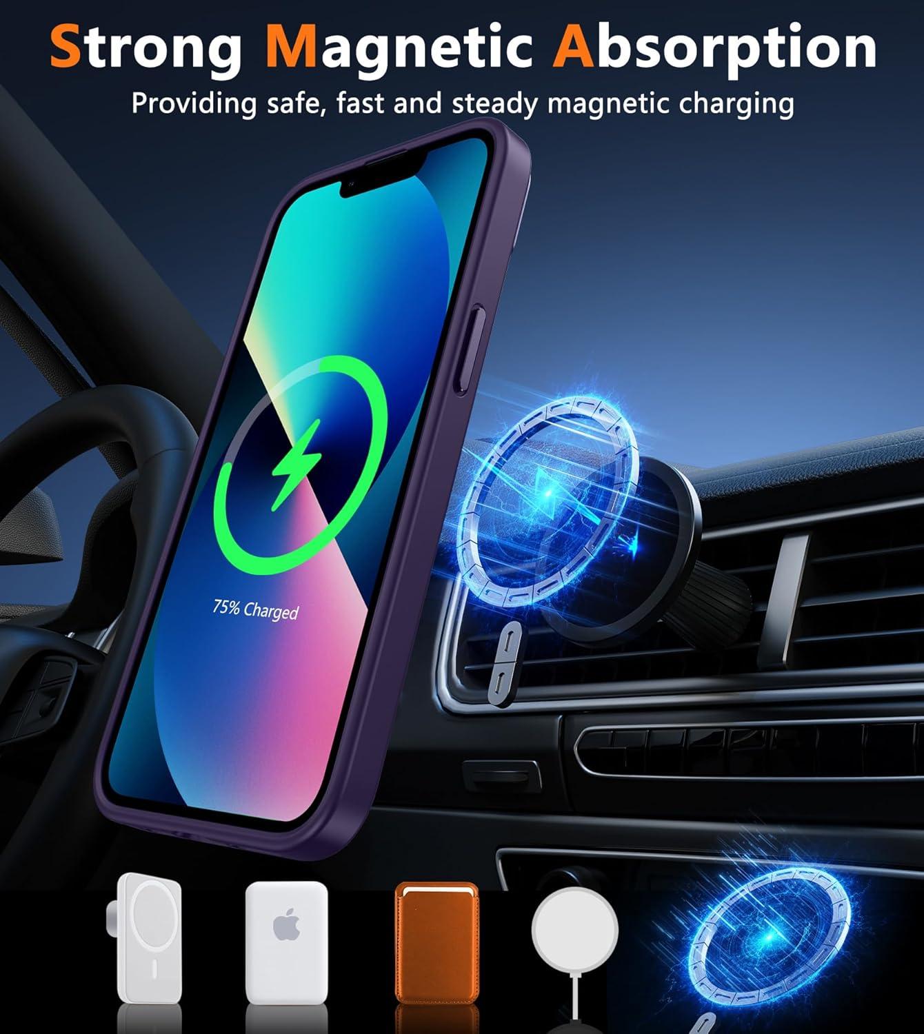 imageFNTCASE for Google Pixel 10a Case Compatible with Magsafe Translucent Matte Cases with Screen Protector Military Grade Shockproof Protective Magnetic Phone Cover for Pixel 10A BlackPurple