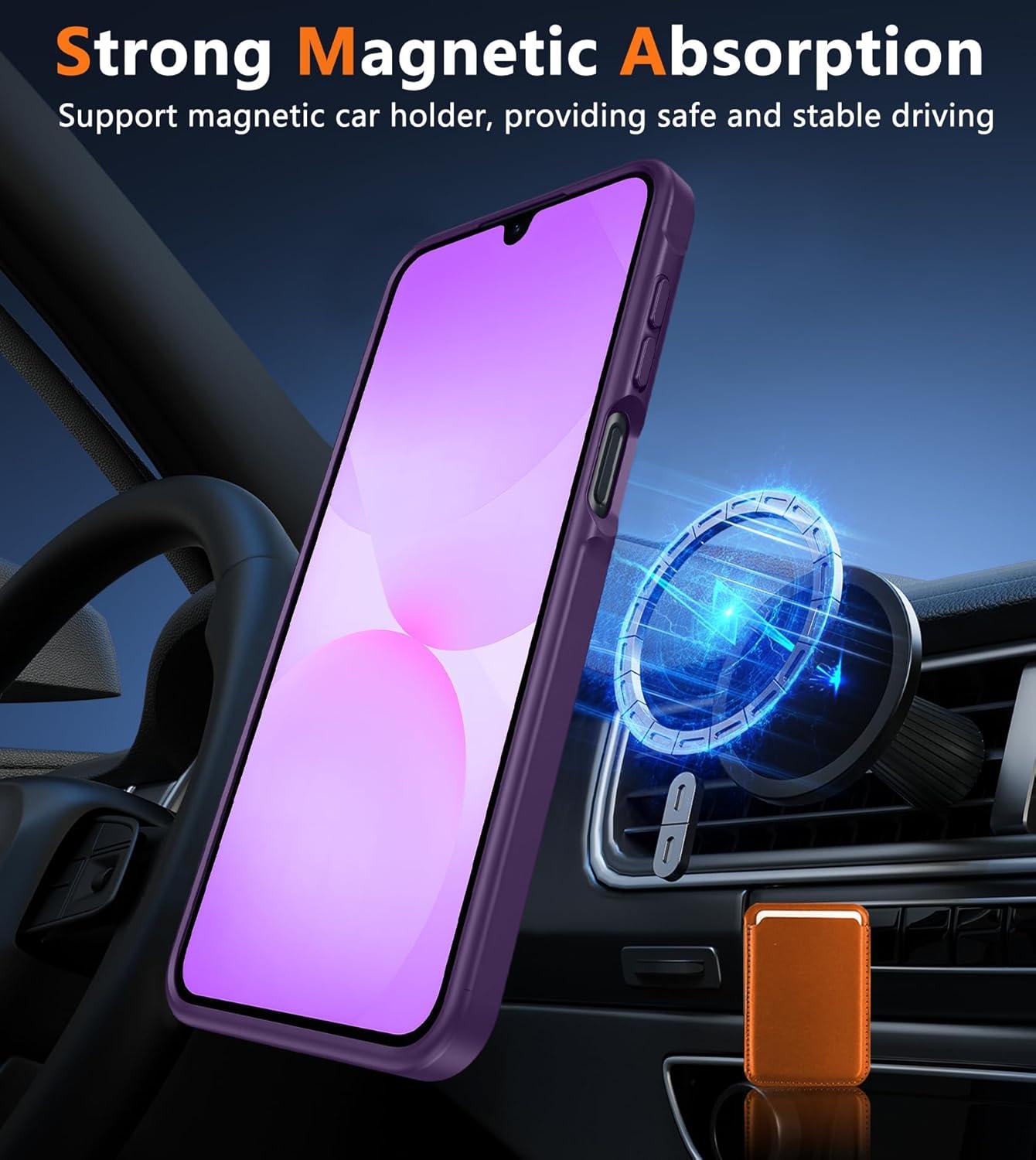 imageFNTCASE for Google Pixel 10a Case Compatible with Magsafe Translucent Matte Cases with Screen Protector Military Grade Shockproof Protective Magnetic Phone Cover for Pixel 10A BlackPurple