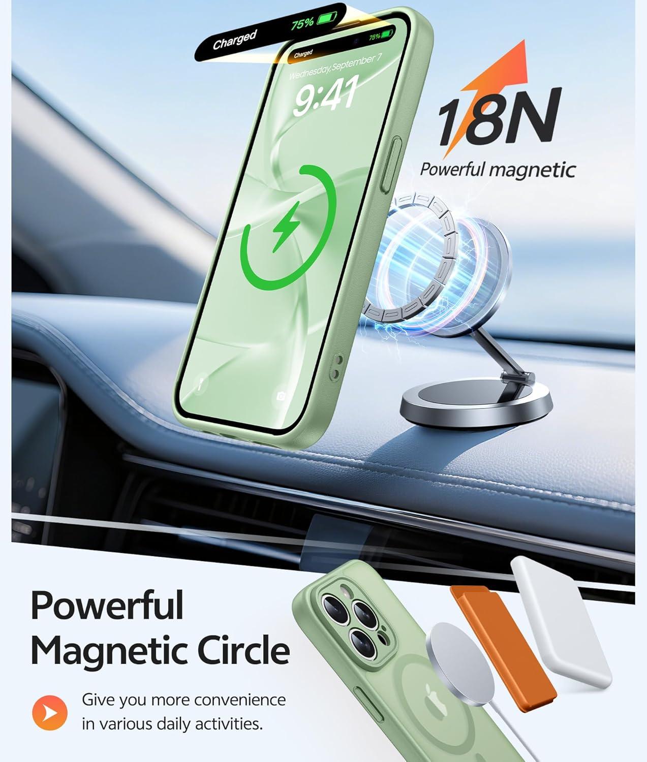 imageFNTCASE for Google Pixel 10a Case Compatible with Magsafe Translucent Matte Cases with Screen Protector Military Grade Shockproof Protective Magnetic Phone Cover for Pixel 10A BlackLight Moss