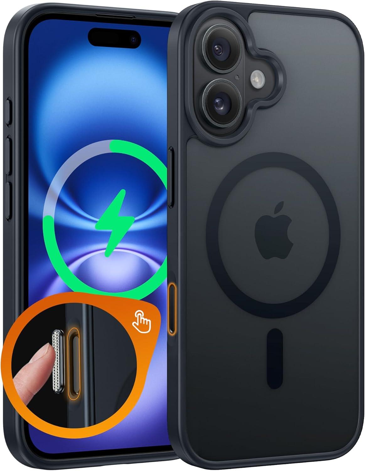 imageFNTCASE for Google Pixel 10a Case Compatible with Magsafe Translucent Matte Cases with Screen Protector Military Grade Shockproof Protective Magnetic Phone Cover for Pixel 10A BlackBlackT
