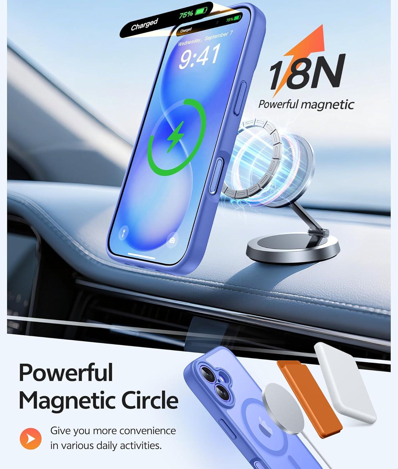 imageFNTCASE for Google Pixel 10a Case Compatible with Magsafe Translucent Matte Cases with Screen Protector Military Grade Shockproof Protective Magnetic Phone Cover for Pixel 10A BlackUltramarine