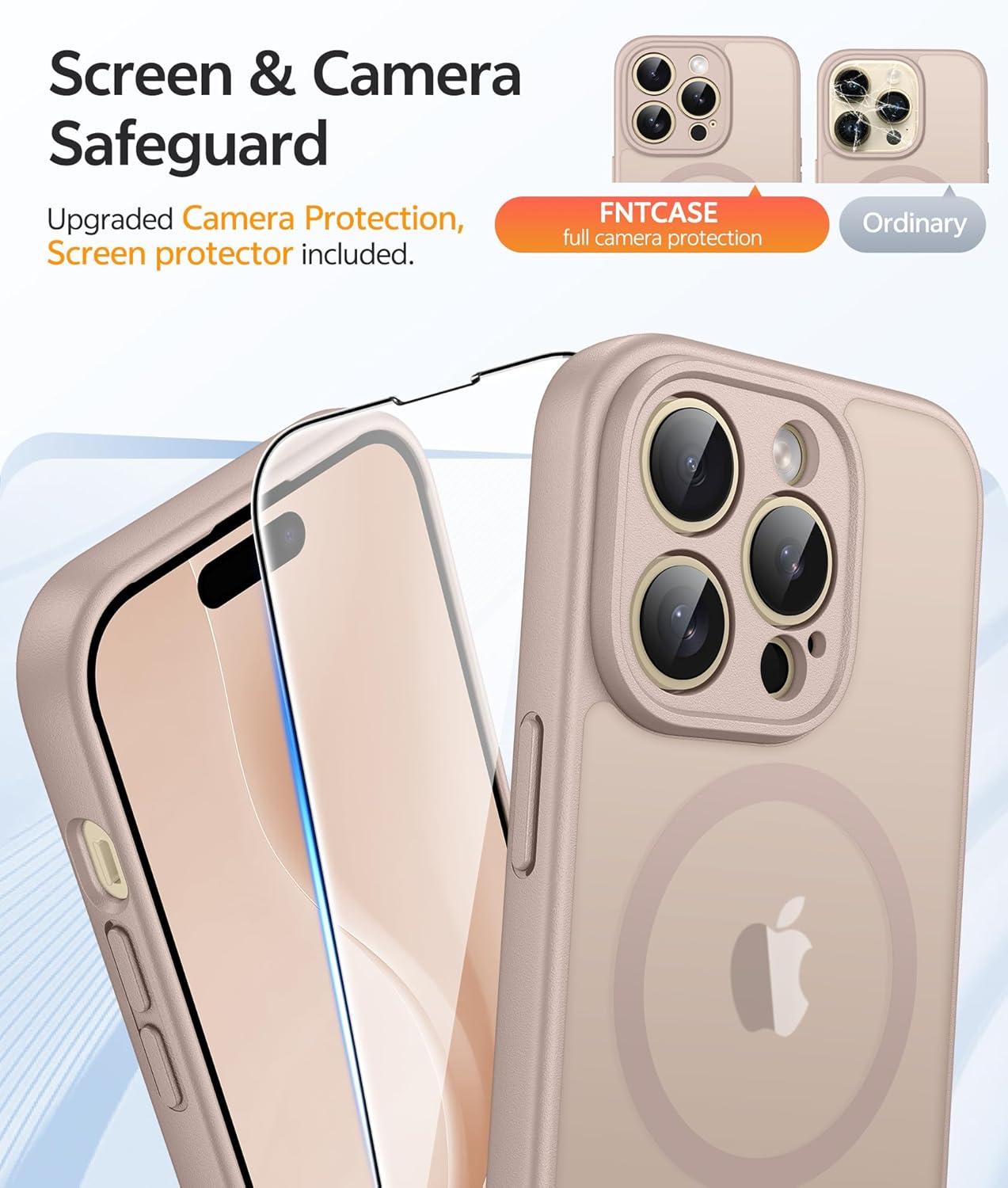 imageFNTCASE for Google Pixel 10a Case Compatible with Magsafe Translucent Matte Cases with Screen Protector Military Grade Shockproof Protective Magnetic Phone Cover for Pixel 10A BlackDesert Gold