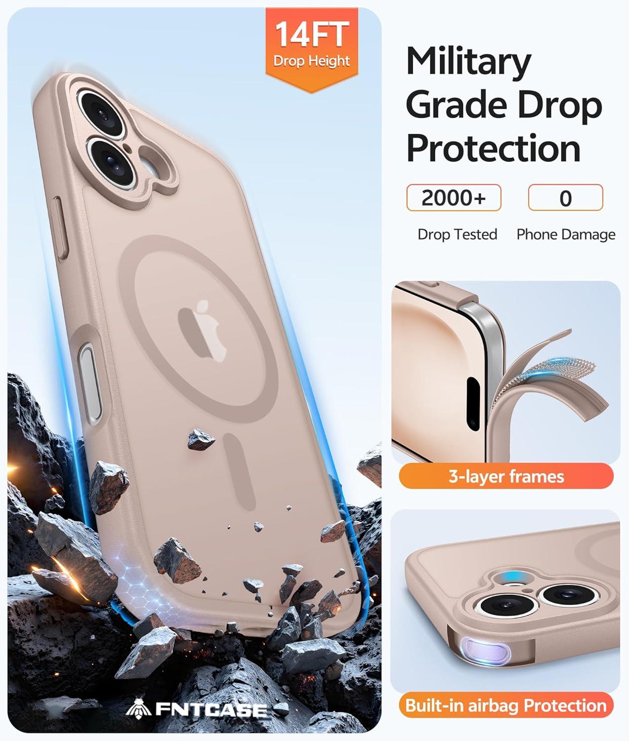 imageFNTCASE for Google Pixel 10a Case Compatible with Magsafe Translucent Matte Cases with Screen Protector Military Grade Shockproof Protective Magnetic Phone Cover for Pixel 10A BlackDesert Gold