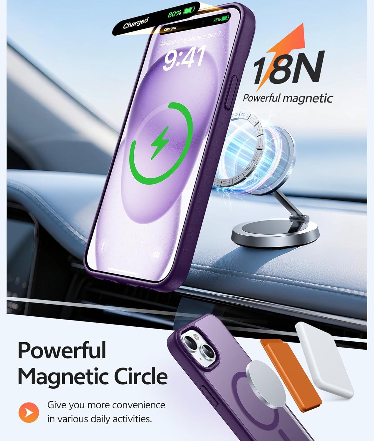 imageFNTCASE for Google Pixel 10a Case Compatible with Magsafe Translucent Matte Cases with Screen Protector Military Grade Shockproof Protective Magnetic Phone Cover for Pixel 10A BlackPurple