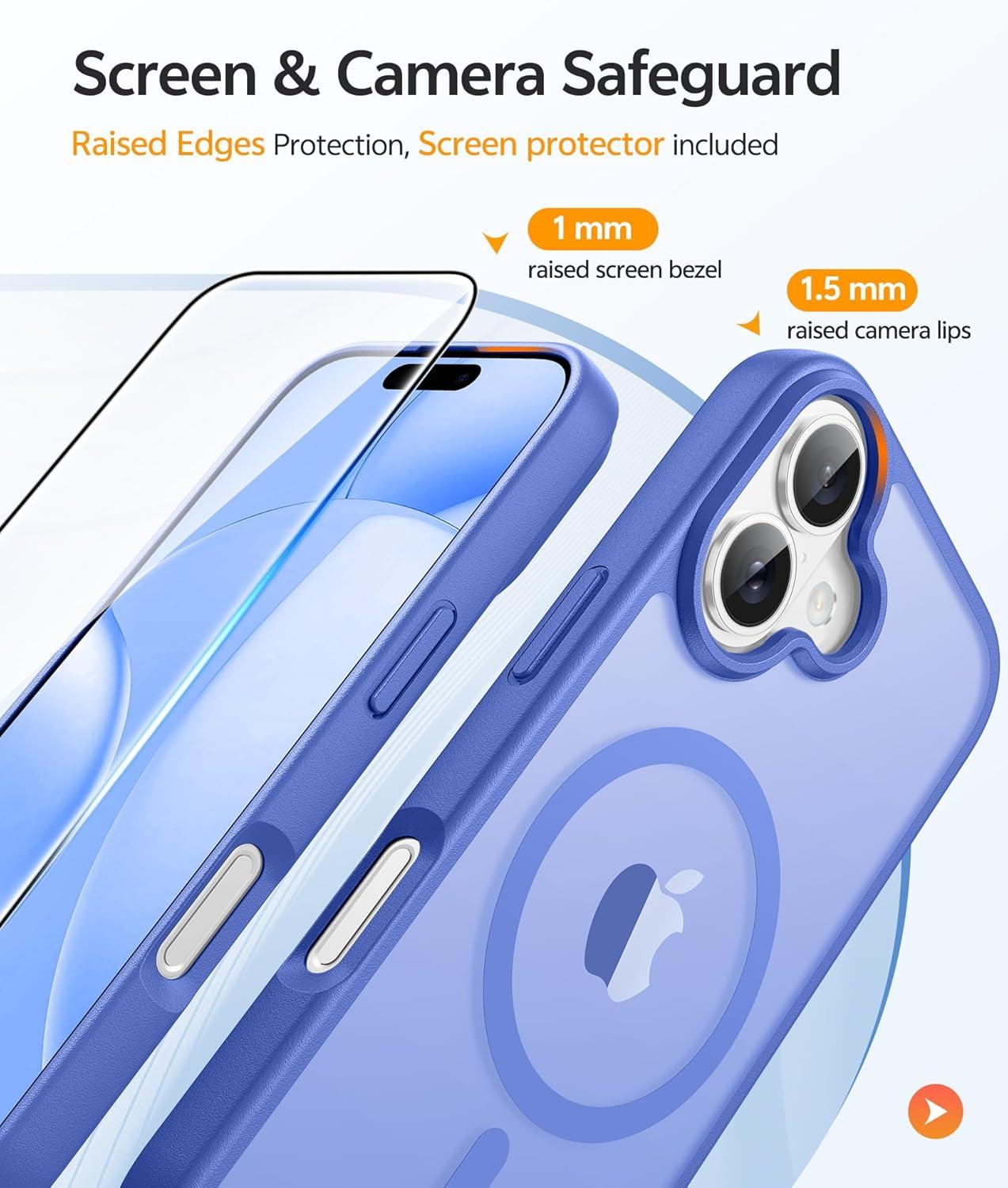imageFNTCASE for Google Pixel 10a Case Compatible with Magsafe Translucent Matte Cases with Screen Protector Military Grade Shockproof Protective Magnetic Phone Cover for Pixel 10A BlackUltramarine