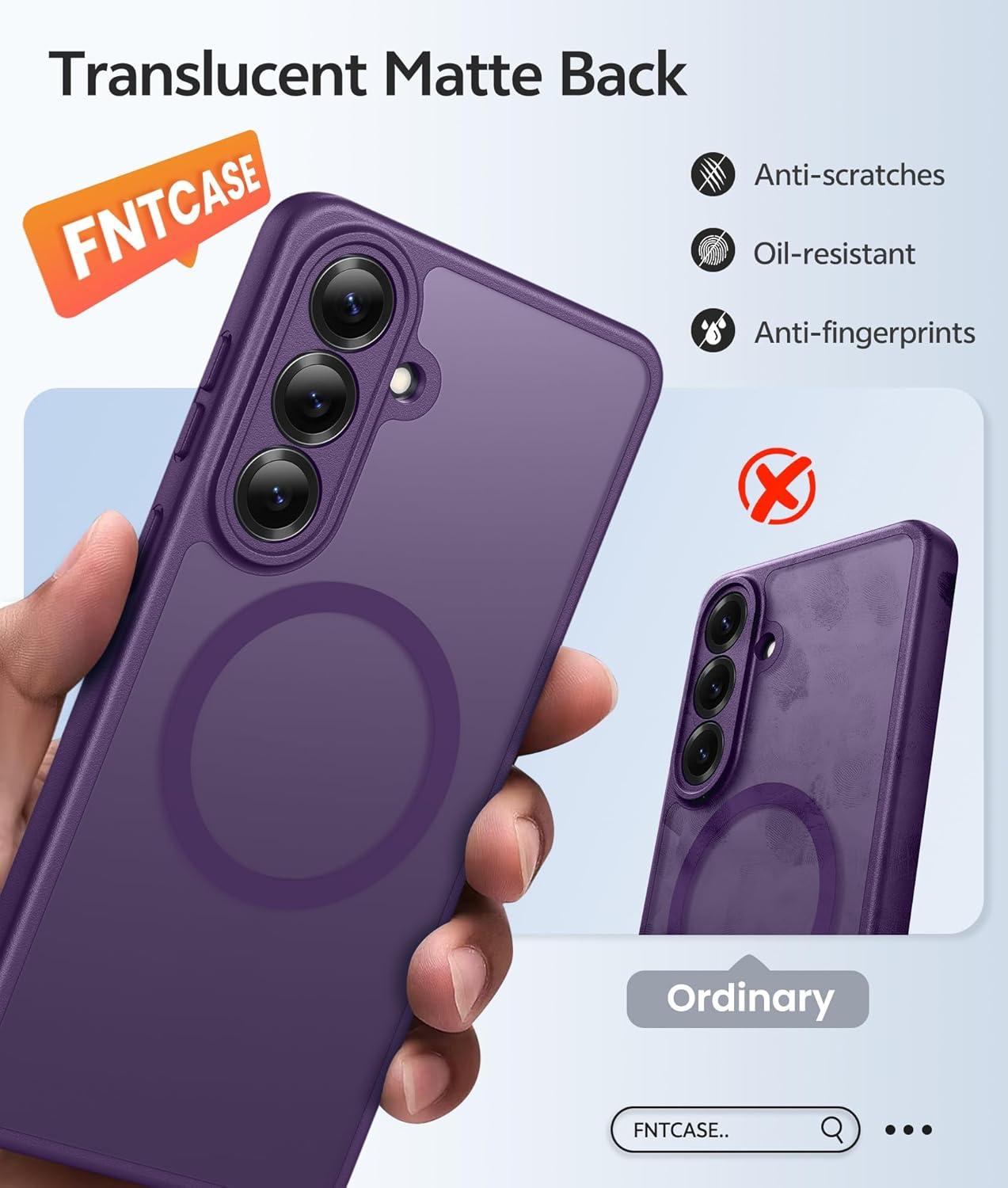 imageFNTCASE for Google Pixel 10a Case Compatible with Magsafe Translucent Matte Cases with Screen Protector Military Grade Shockproof Protective Magnetic Phone Cover for Pixel 10A BlackPurple