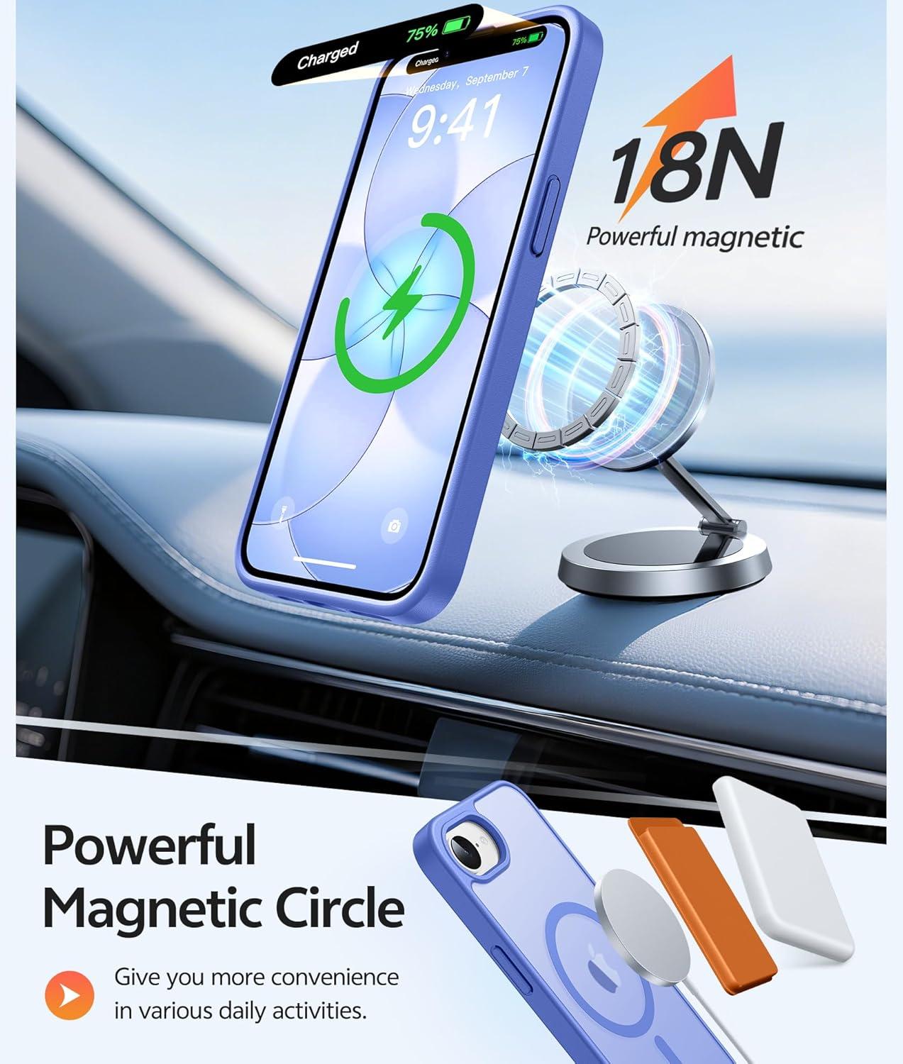 imageFNTCASE for Google Pixel 10a Case Compatible with Magsafe Translucent Matte Cases with Screen Protector Military Grade Shockproof Protective Magnetic Phone Cover for Pixel 10A BlackUltramarine