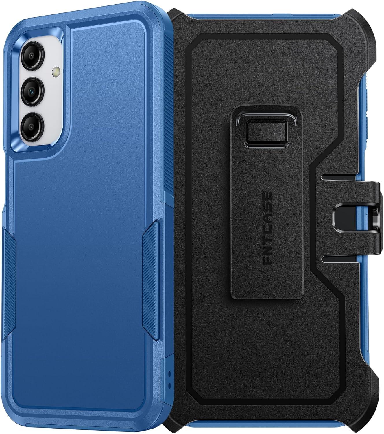 imageFNTCASE for Samsung Galaxy A155G Case Dual Layer Military Grade Drop Protection Cell Phone Cover with BeltClip Holster Shockproof Rugged Durable Heavy Duty Protective Bumper Tough BlackBlue