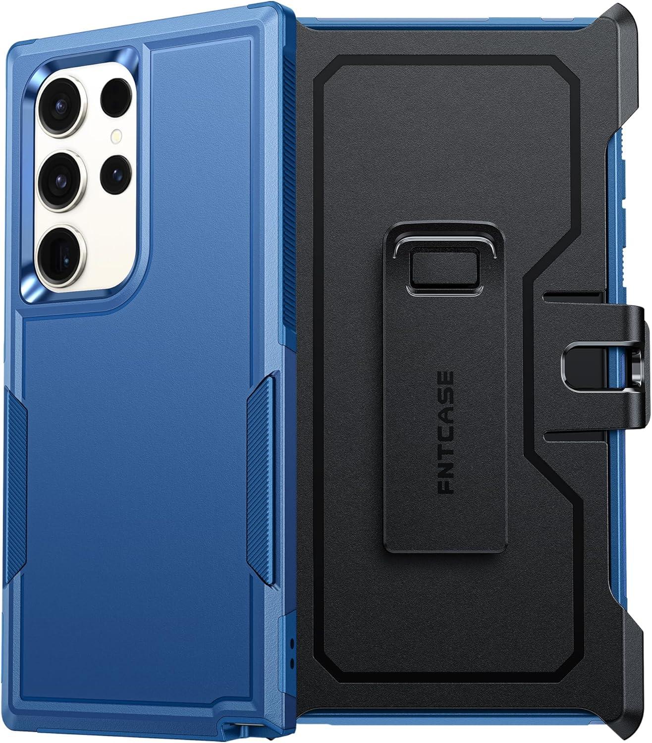 imageFNTCASE for Samsung Galaxy A155G Case Dual Layer Military Grade Drop Protection Cell Phone Cover with BeltClip Holster Shockproof Rugged Durable Heavy Duty Protective Bumper Tough BlackBlue