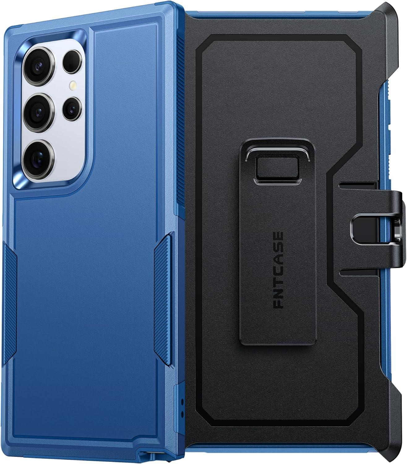 imageFNTCASE for Samsung Galaxy A155G Case Dual Layer Military Grade Drop Protection Cell Phone Cover with BeltClip Holster Shockproof Rugged Durable Heavy Duty Protective Bumper Tough BlackBlue