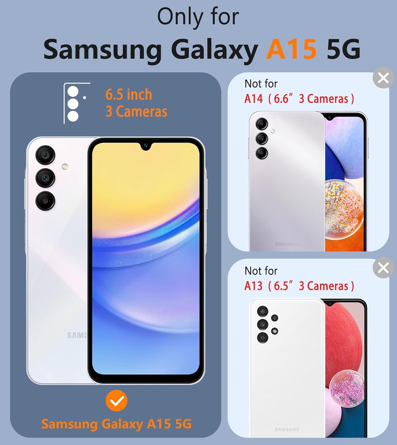 imageFNTCASE for Samsung Galaxy A155G Case Dual Layer Military Grade Drop Protection Cell Phone Cover with BeltClip Holster Shockproof Rugged Durable Heavy Duty Protective Bumper Tough BlackBlue