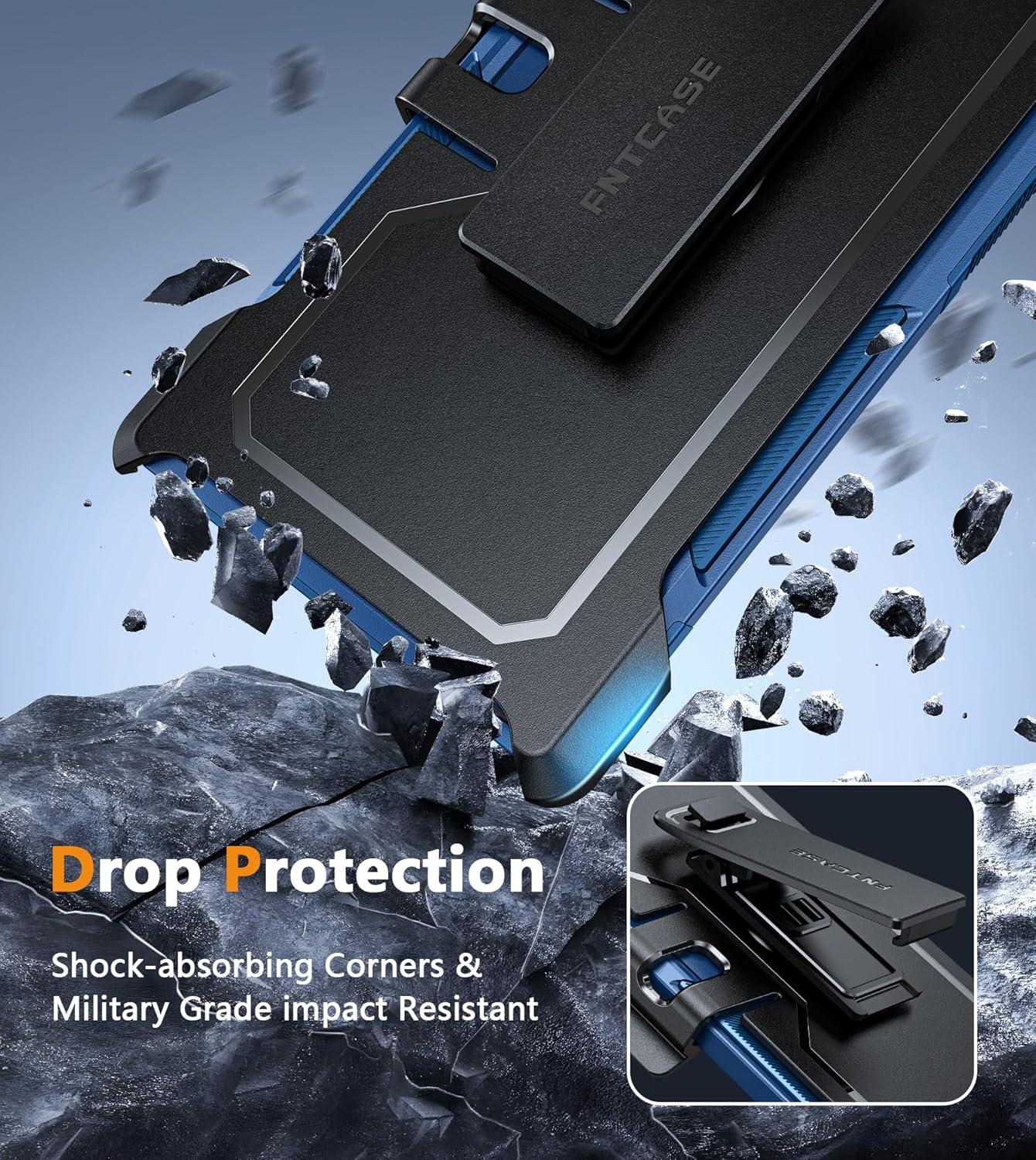 imageFNTCASE for Samsung Galaxy A155G Case Dual Layer Military Grade Drop Protection Cell Phone Cover with BeltClip Holster Shockproof Rugged Durable Heavy Duty Protective Bumper Tough BlackBlue